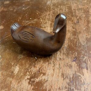Vintage Hand Carved Ironwood Duck Figurine Statue Heavy 5" Long